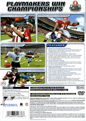 Madden NFL 2004 box cover back